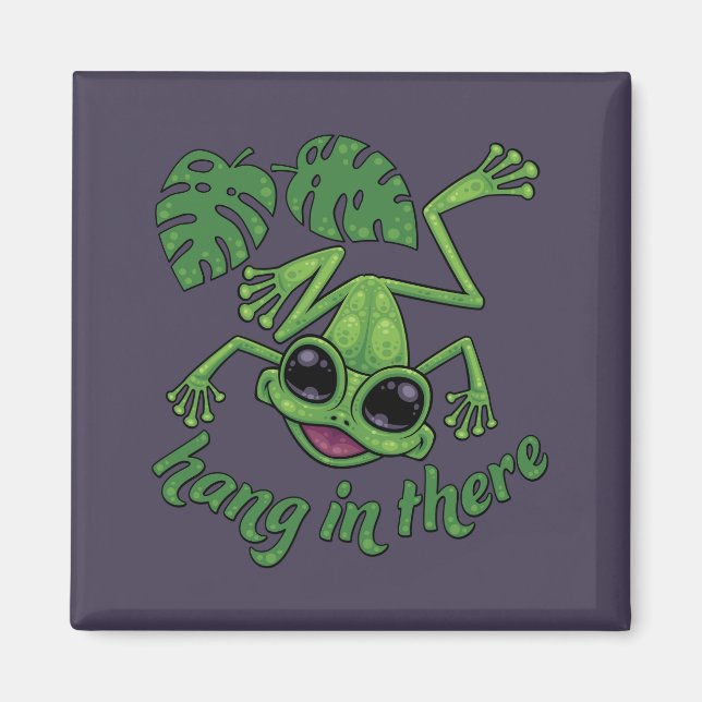 Aimant Accrochez-Vous Là, Heureuse Grenouille D'Arbre Ver (Devant)