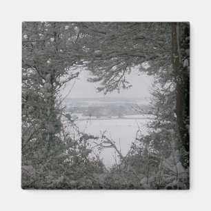 Aimant Accueil pour les vacances d'amour de neige coeur p