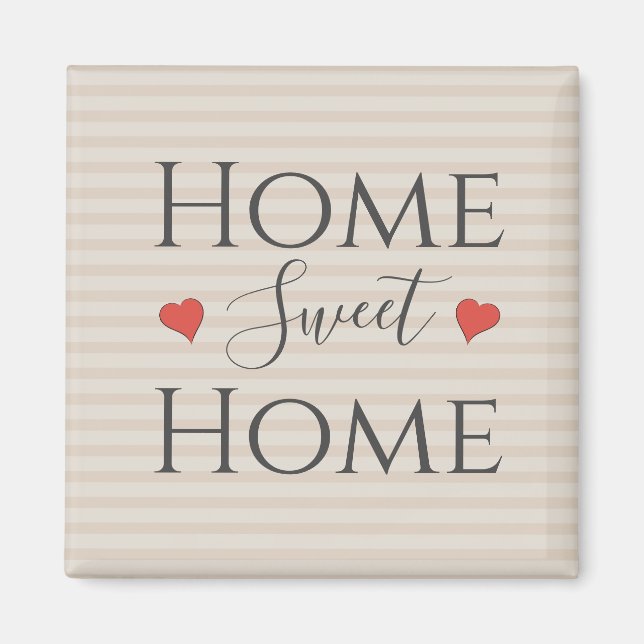Aimant Accueil Sweet Home Citation Coeurs mignons Typogra (Devant)