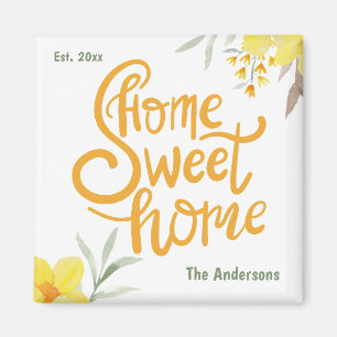 Aimant Accueil Sweet Home Jolie Fleurs Jaunes Personnalis