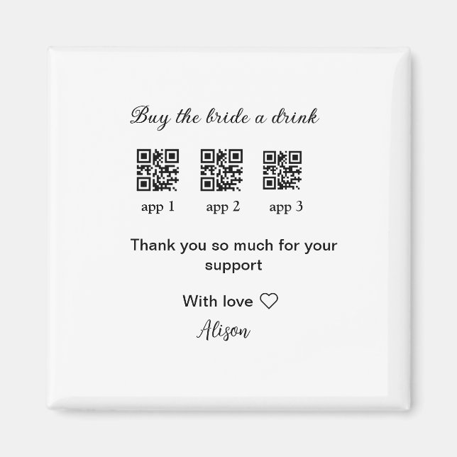 Aimant achetez une boisson à la mariée scannez le code QR (Devant)