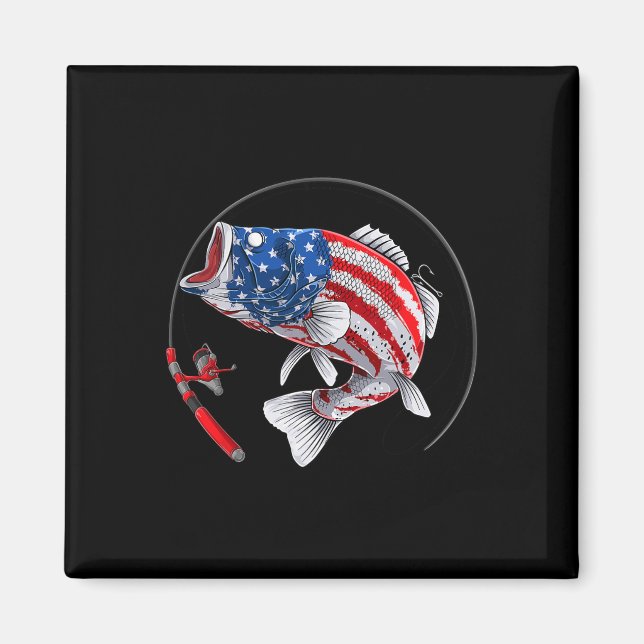 Aimant Achigan à grande bouche États-Unis Drapeau américa (Devant)