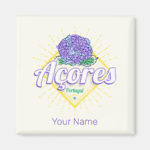 Aimant Açores Hydrangea Flower Island Portugal Vintage