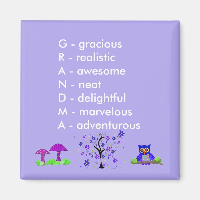 Aimant Acrostiche de grand-mère (Devant)