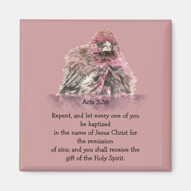 Aimant Actes 2:38 Écriture du baptême Verse Oiseau dans l (Devant)