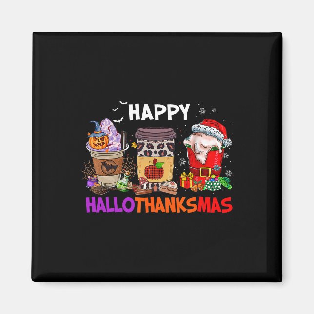 Aimant Action de grâce Noël Joyeux Hallothanksmas Café (Devant)