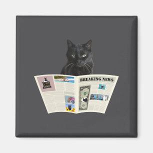 Aimant Actualités du journal noir chat au journal _1