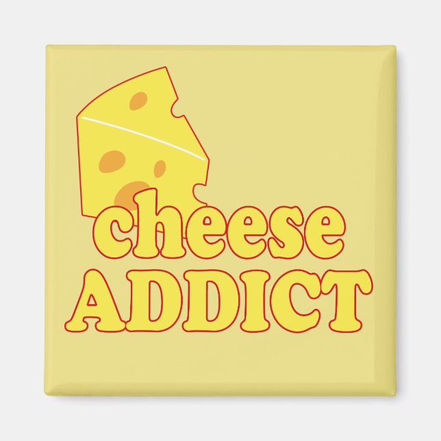 Aimant Addict au fromage - Typographie amusante (Devant)