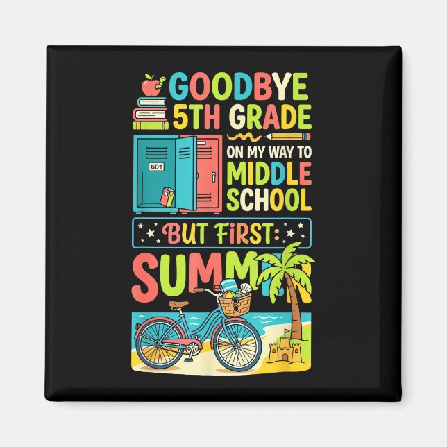 Aimant Adieu mignon 5e année collège vacances d'été  (Devant)