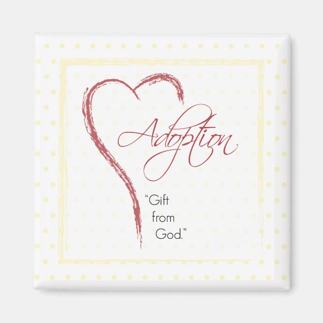 Aimant Adoption, Religieux, Dots Jaunes avec Coeur Rouge (Devant)