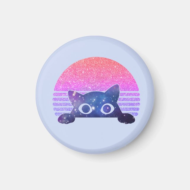 Aimant Adorable Chat Noir Pékin - Feline mignonne (Devant)