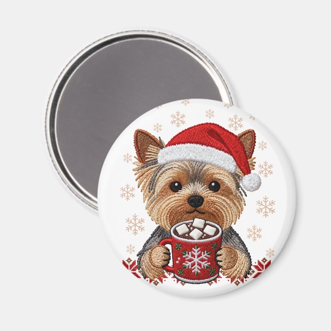 Aimant Adorable Christmas Yorkshire Terrier (Recto/Verso)