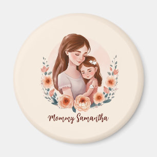 Aimant Adorable maman et fille Bond - Cadre Floral