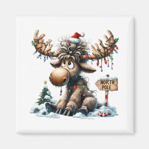 Aimant Adorable Moose de Noël Joyeux Noël Hommes de Noël