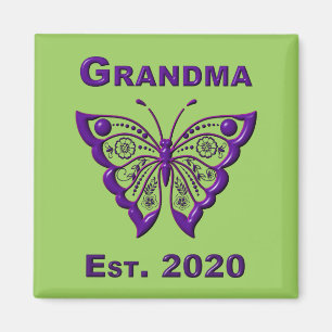 Aimant Adorable papillon grand-mère "Est 2020"