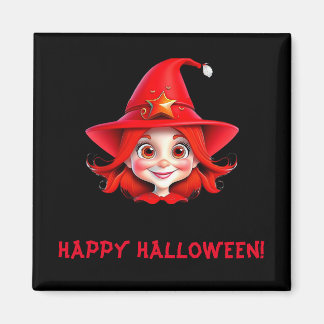 Aimant Adorable sorcière aux cheveux rouges