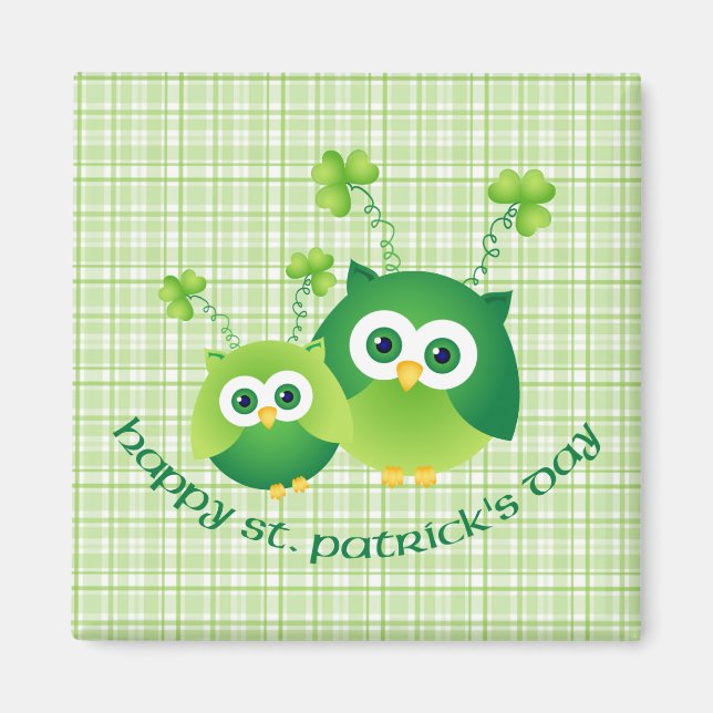 Aimant Adorable St. Patrick's Day Owl Tees (Devant)
