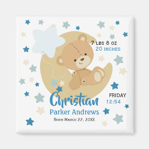Aimant Adorable Teddy Bear Baby Boy Stats de naissance