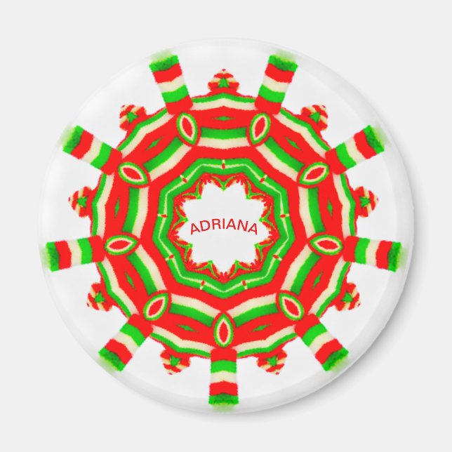 Aimant ADRIANA ~ Roue de Noël personnalisée Fractale ~  (Devant)