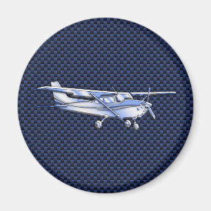 Aimant Aéronef Classique Chrome Cessna Flying Carbon Fibr