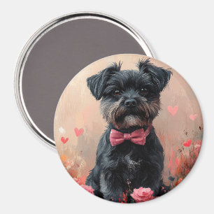 Aimant Affenpinscher avec Rose - Saint Valentin