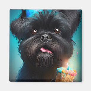 Aimant Affenpinscher célébrant gâteau de ballons d'annive