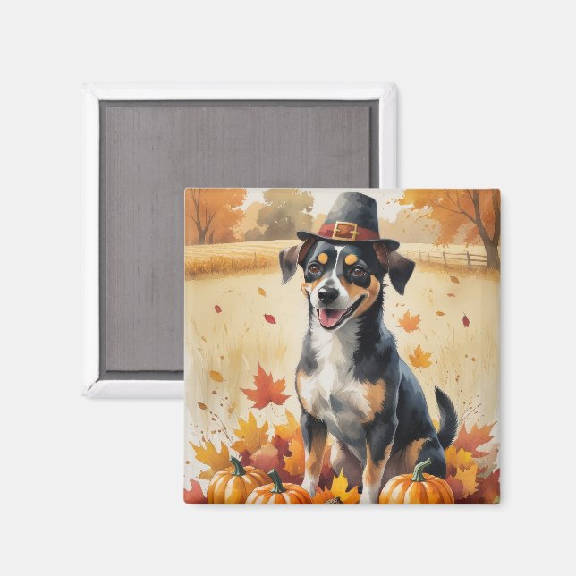Aimant Affenpinscher dans l'art de Thanksgiving des feuil (Recto/Verso)