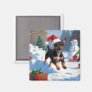 Aimant Affenpinscher Festive de Noël Scène de neige