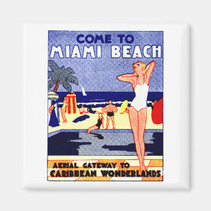 Aimant Affiche 1925 de voyage de Miami Beach