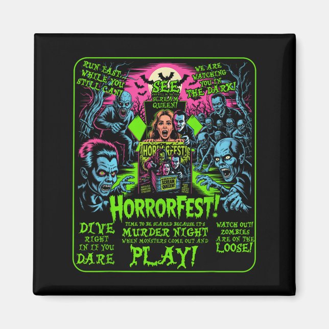 Aimant Affiche ancienne d'Horreurfest Halloween Cinéma d' (Devant)