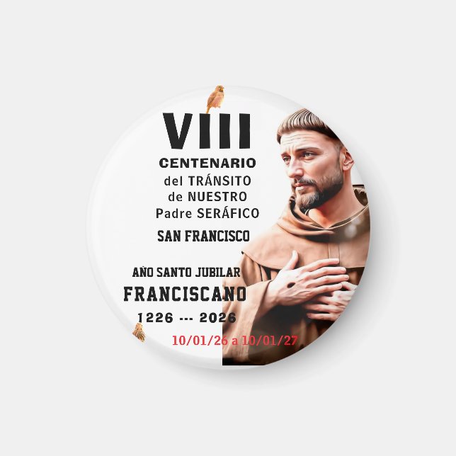 Aimant Affiche brillante de Saint François d'Assise (Devant)