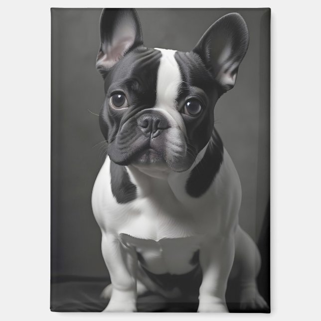 Aimant Affiche d'art de chien Bouledogue Français adorabl (Recto)