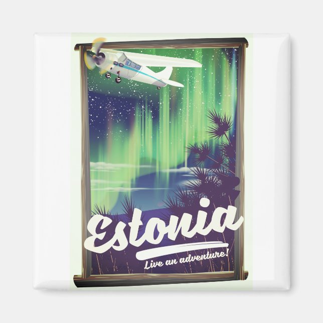 Aimant Affiche d'aventure sur les aurores boréales en Est (Devant)