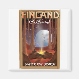 Aimant Affiche de camping en Finlande sous les étoiles