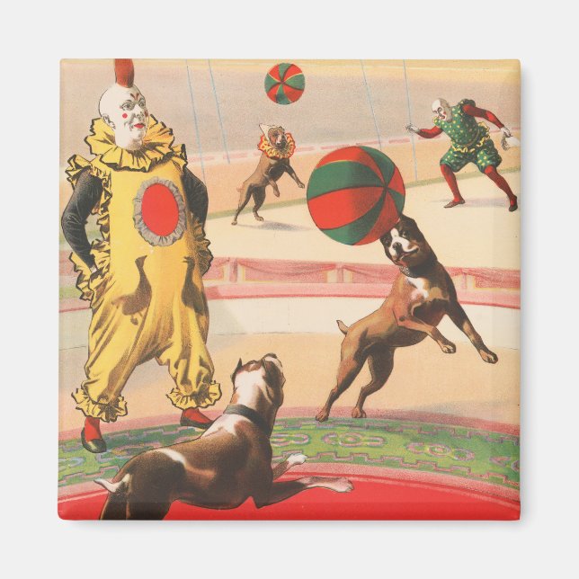 Aimant Affiche De Cirque Montrant Des Clowns Avec Des Chi (Devant)