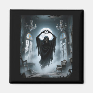 Aimant Affiche de fantôme drôle coeur mains visage effray