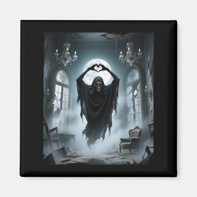 Aimant Affiche de fantôme drôle coeur mains visage effray (Devant)