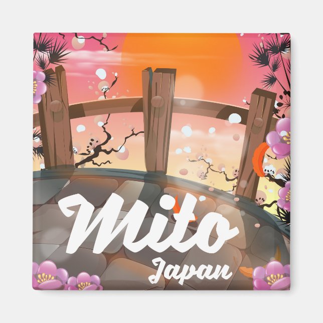 Aimant Affiche de fleurs de Mito Japon. (Devant)