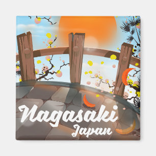 Aimant Affiche de fleurs japonaises de Nagasaki.