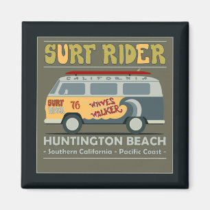Aimant Affiche de Huntington Beach de cavalier de surf