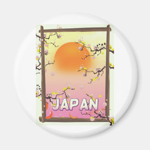 Aimant Affiche de l'arbre en fleurs de dessin animé japon