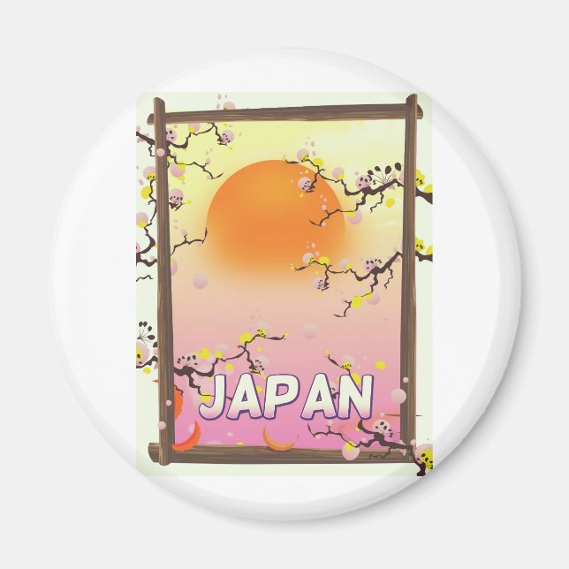Aimant Affiche de l'arbre en fleurs de dessin animé japon (Devant)