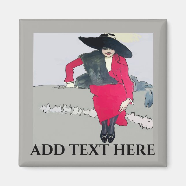 Aimant Affiche de mode vintage, ajouter du texte (Devant)