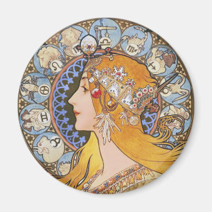Aimant Affiche de Nouveau d'art de Mucha - zodiaque -