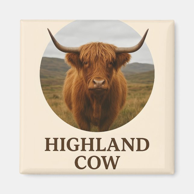 Aimant Affiche de portrait de vache des Highlands avec "V (Devant)
