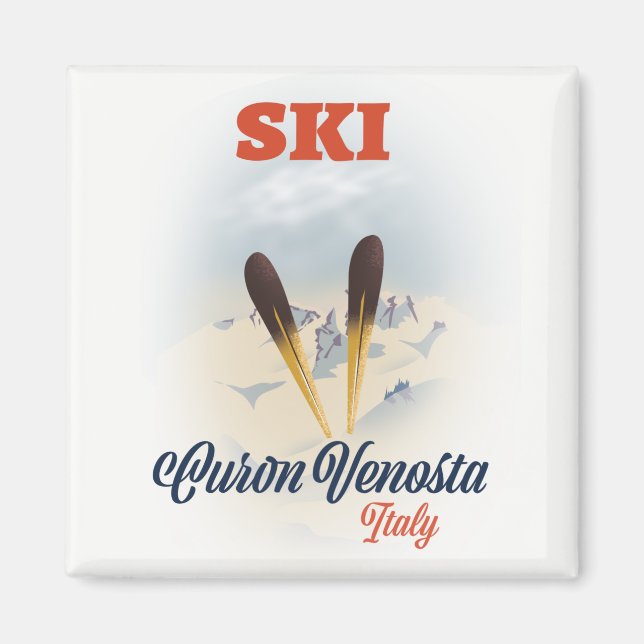 Aimant Affiche de ski Curon Venosta Italie (Devant)