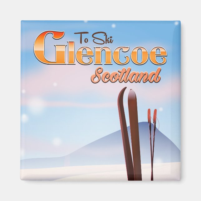Aimant Affiche de ski Glencoe Écosse (Devant)
