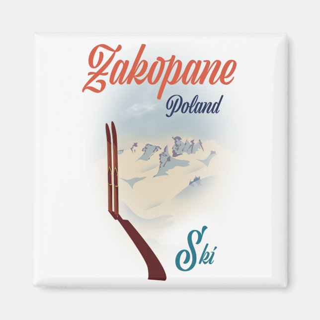 Aimant Affiche de ski Zakopane Pologne (Devant)