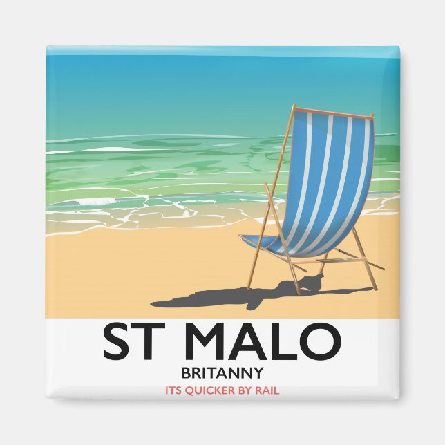 Aimant affiche de St Malo, Britanny Beach (Devant)