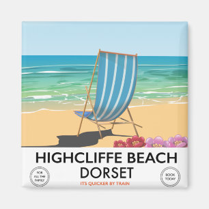 Aimant Affiche de train vintage de Highcliffe Beach, Dors